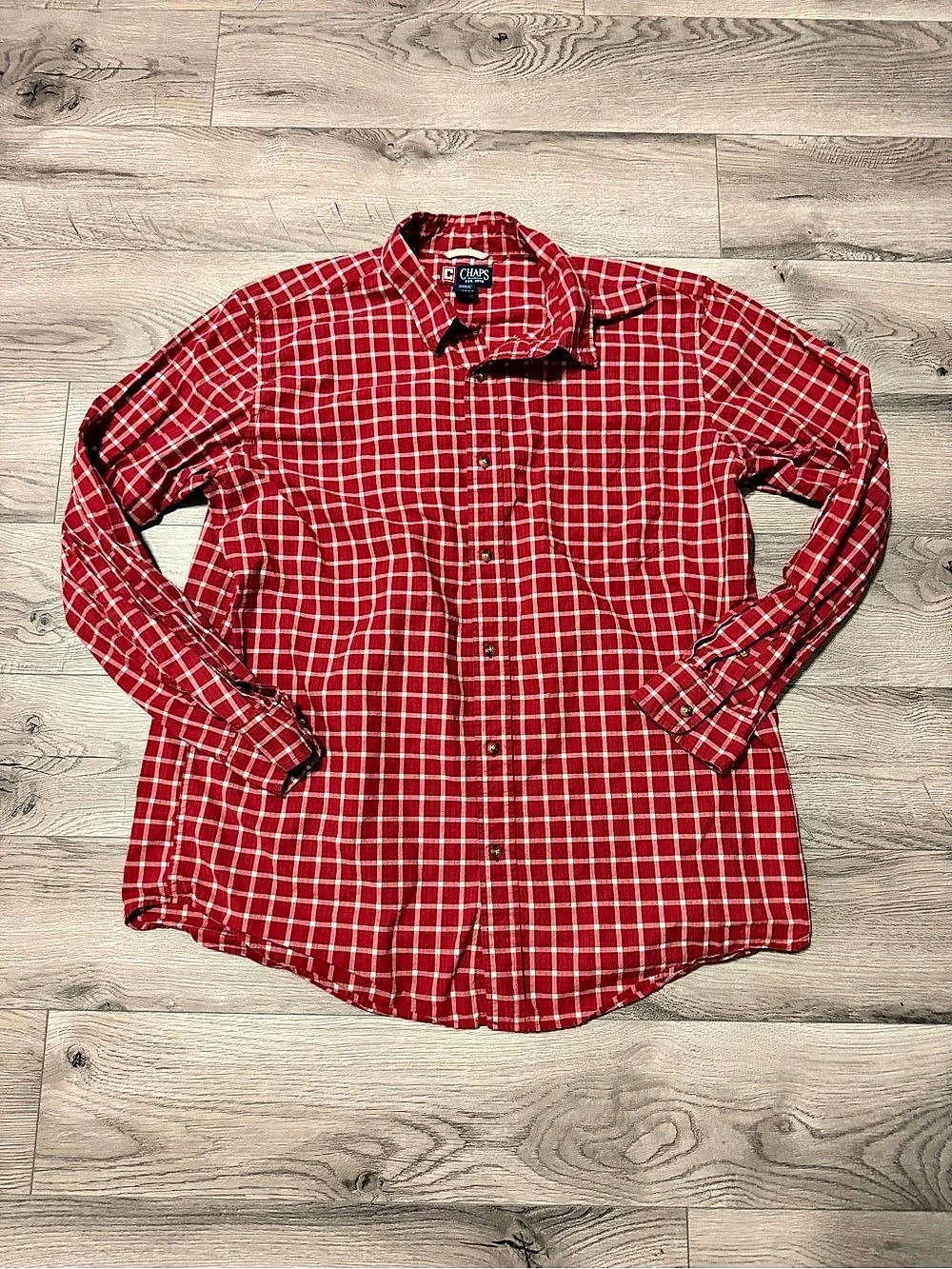 Chaps Men's Checkered Shirt Red & White Size XL